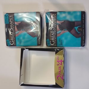 Vintage no nonsense great shapes navy sheer all over shaper 2pk lycra shaping 1x